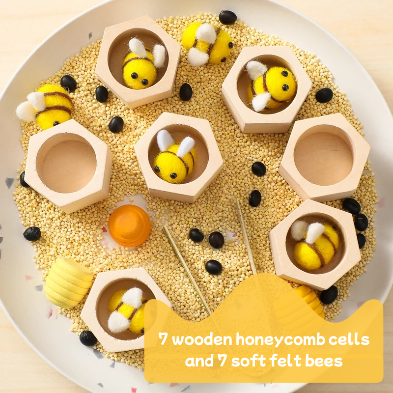 Montessori Wooden Bee Sorting Game – Sensory & Motor Skills Toy