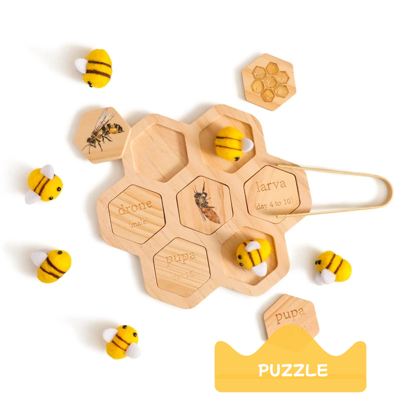 Montessori Wooden Bee Sorting Game – Sensory & Motor Skills Toy