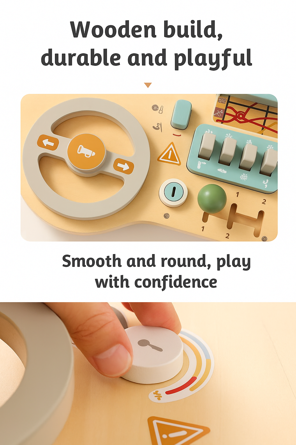 Montessori Wooden Car Steering Board