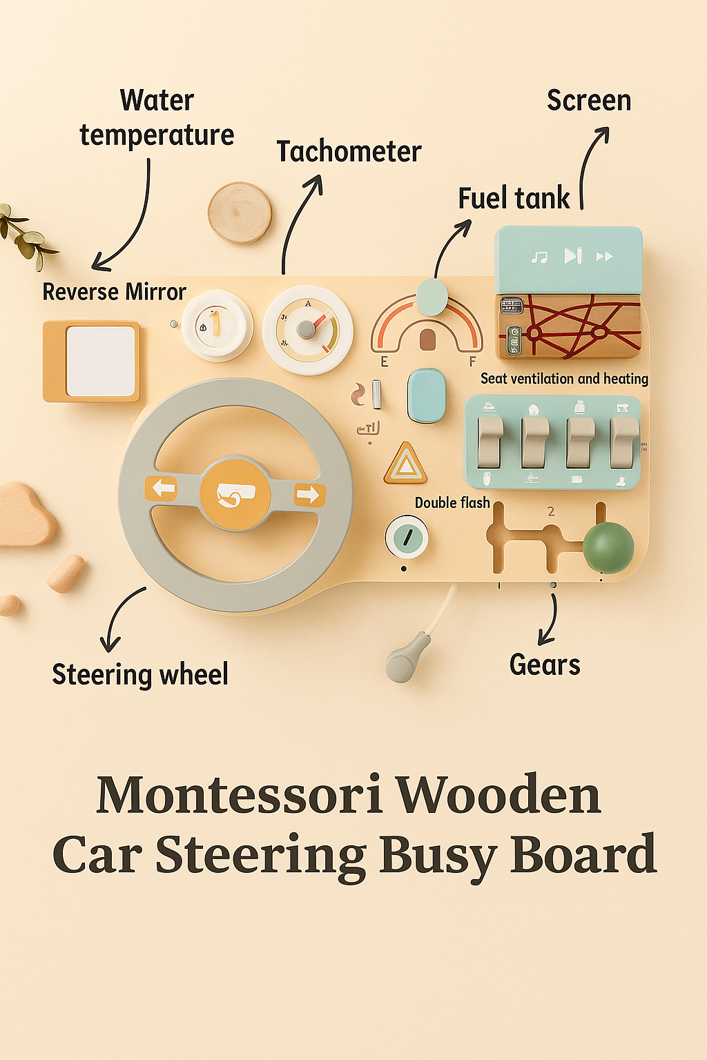 Montessori Wooden Car Steering Board
