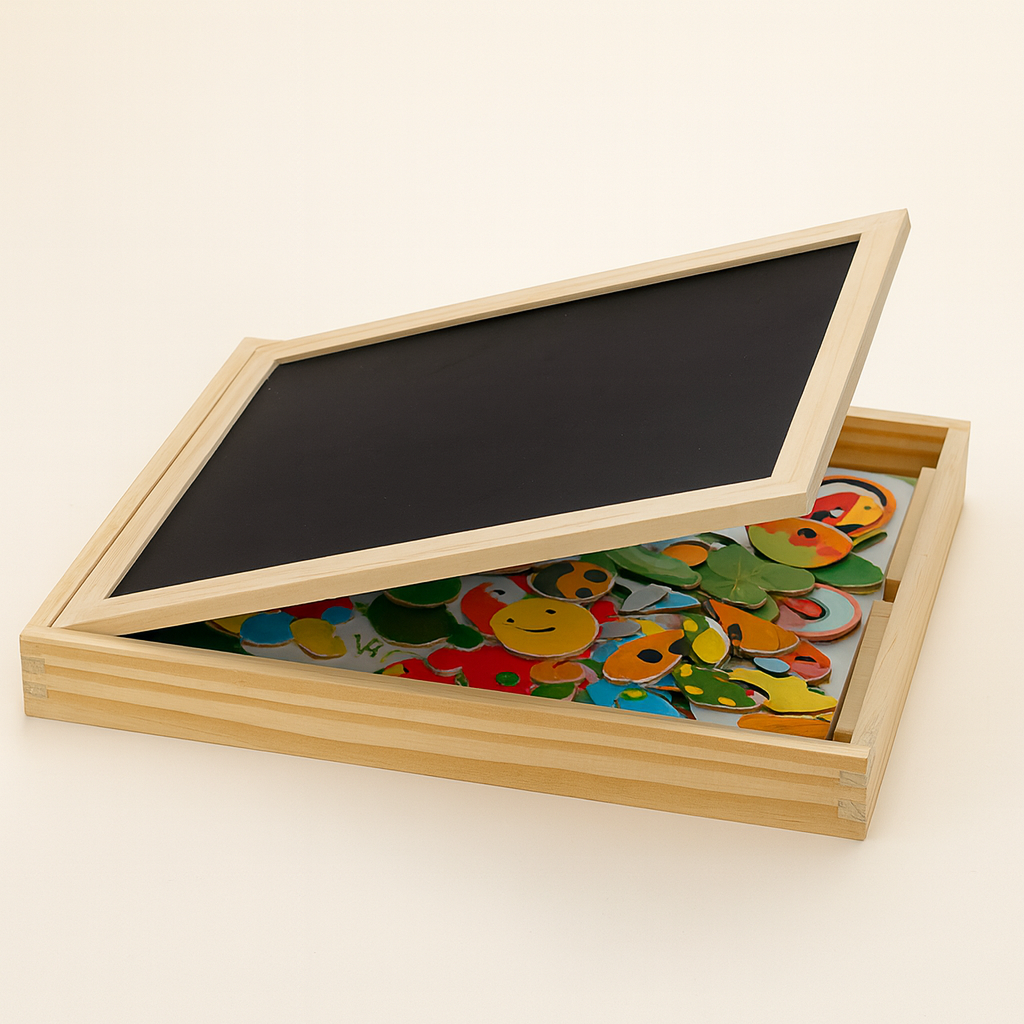 Wooden Magnetic Drawing & Puzzle Learning Board