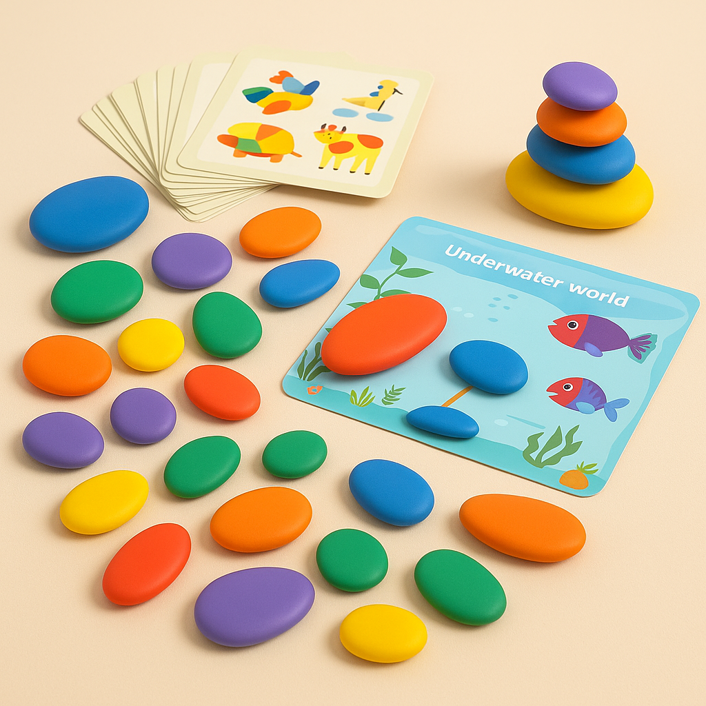 Montessori Rainbow Pebbles Learning Set