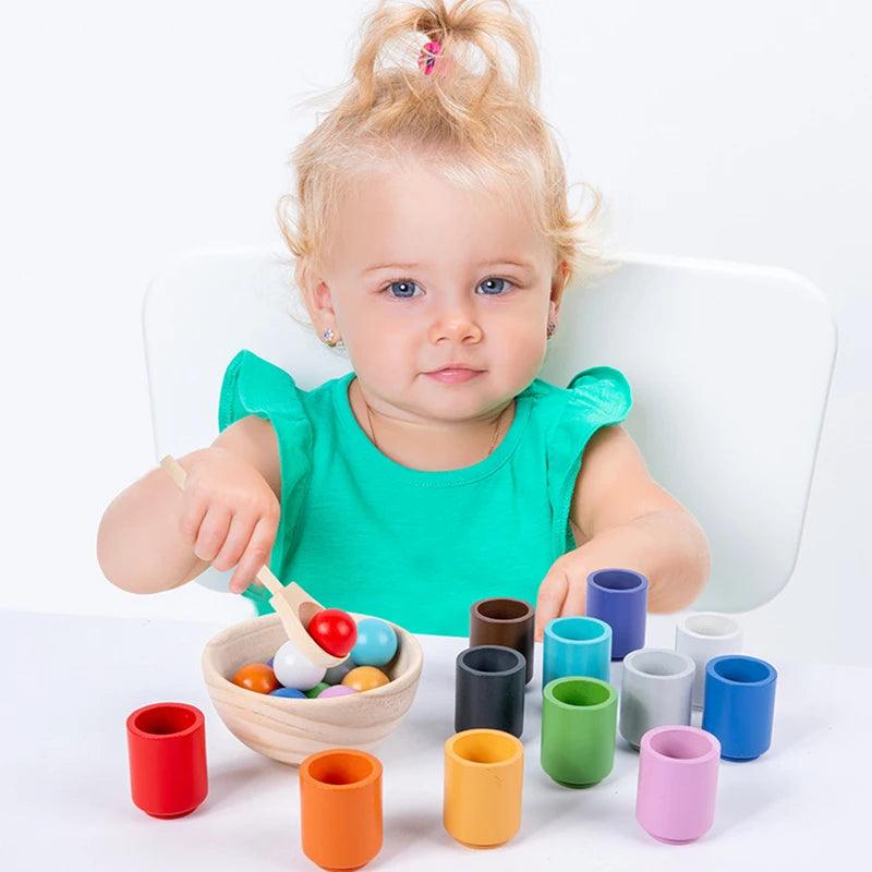 Montessori Rainbow Ball & Cup Playset