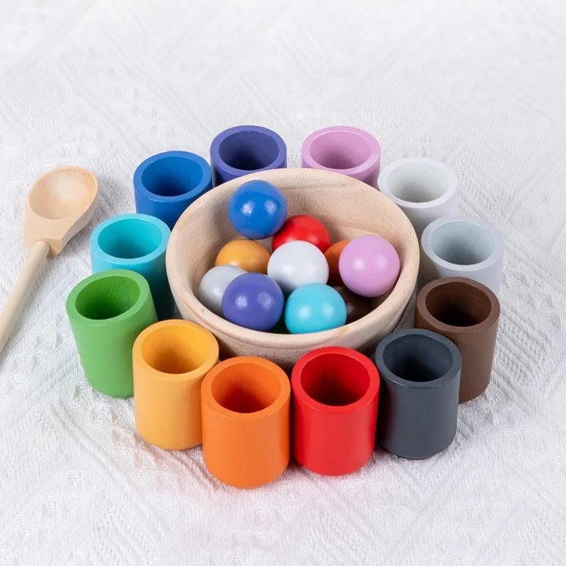 Montessori Rainbow Ball & Cup Playset
