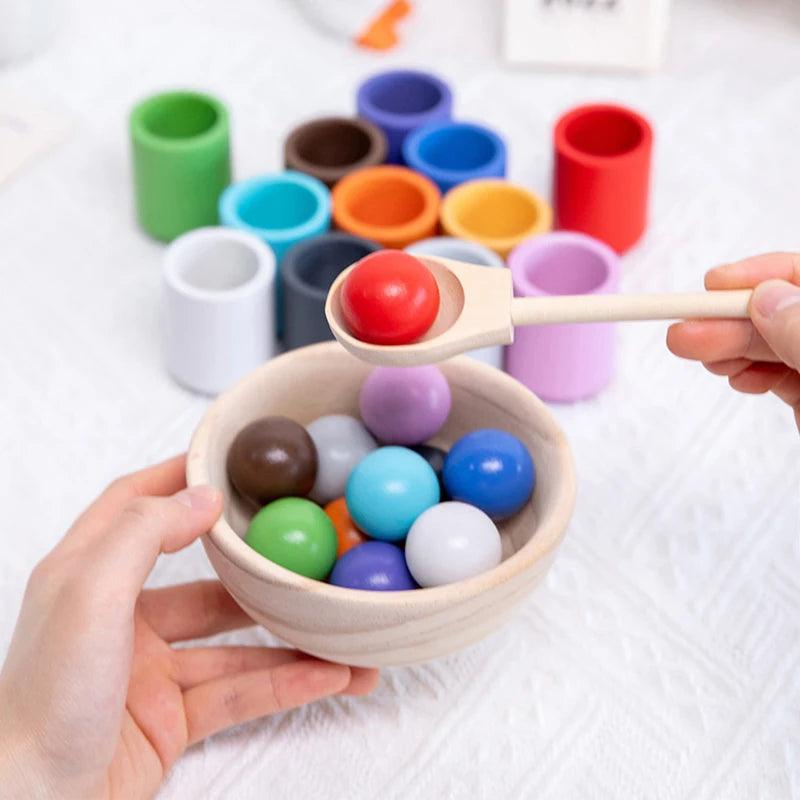 Montessori Rainbow Ball & Cup Playset