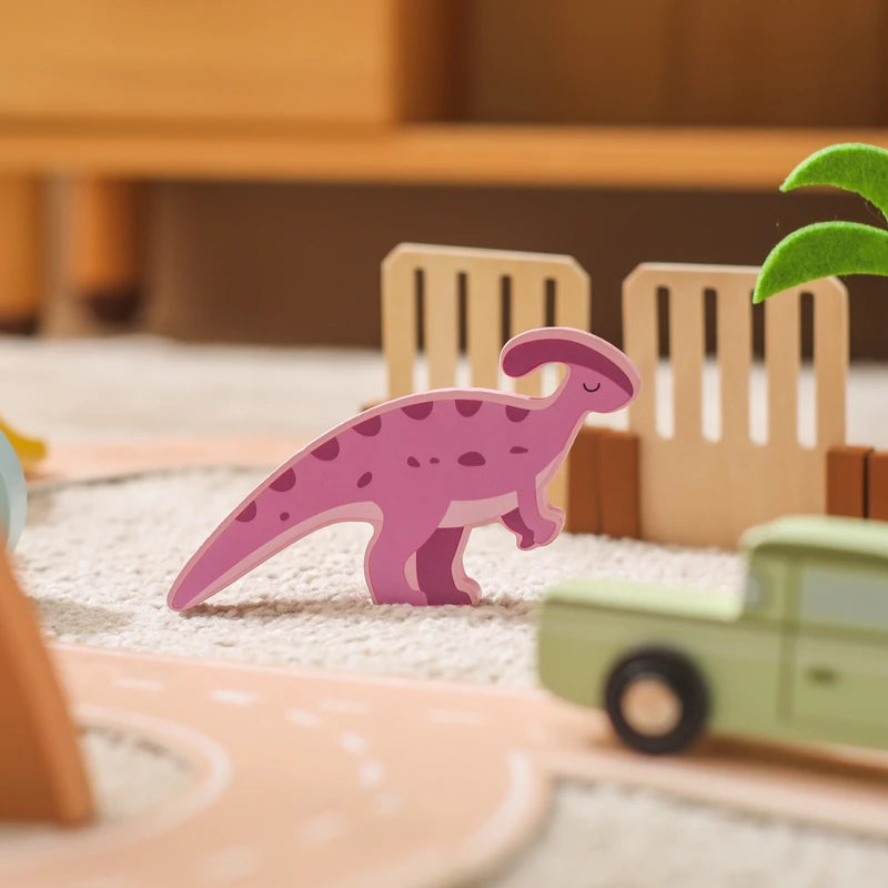 Wooden Montessori Dinosaur Playset