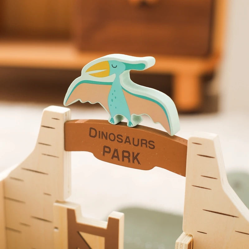 Wooden Montessori Dinosaur Playset