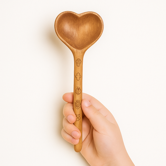 Wooden Heart Spoon for Sensory & Pretend Play