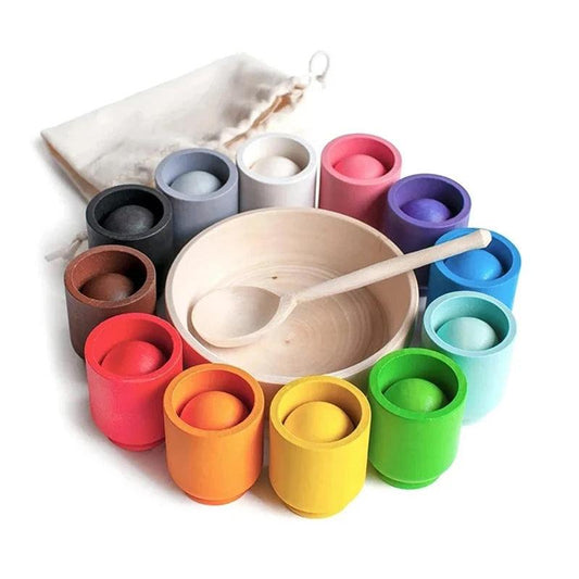Montessori Rainbow Ball & Cup Playset